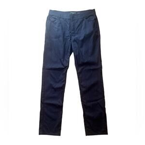 Lafayette 148 New York Navy Diamond Textured Slim Mid-Rise Thompson Pants - 10